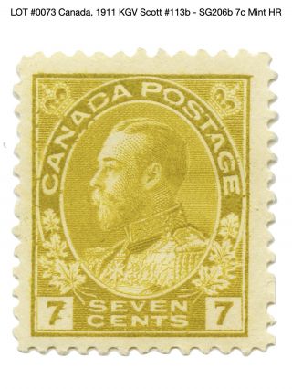 0073: Canada,  1911 Kgv Scott 113b - Sg206b 7c Hr