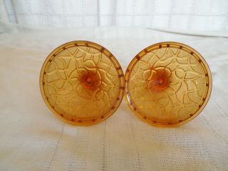Imperial glass tree of life amber candle holders 1925 - 1930 3