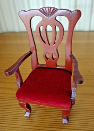 Doll House Miniature Wooden Padded Dining Chair 1:12th Scale