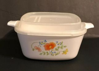 Vintage Corning Ware Wildflower 2 3/4 Cup Casserole / Clear Plastic Lid A - 43 - B