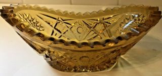 Vintage Amber Clear Pressed Glass Oval Boat Shaped Relish Serving Dish/bowl