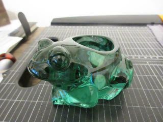 Vintage Indiana Glass Spanish Green Frog Votive Candle Holder Paper Weight