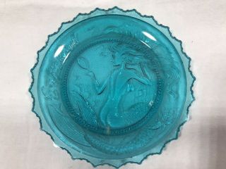 Pairpoint Glass Co.  Cup Plate Cape Cod Mermaid Blue