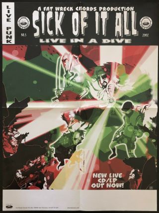 Sick Of It All Live In A Dive Og Promo Poster Ex Cond Never Hung 18x24 Hardcore