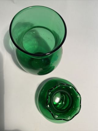 2 Vintage Anchor Hocking Emerald Forest Green Glass Vases 2