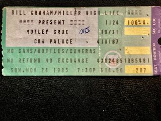 1985 Motley Crue " Theater Of Pain " Tour,  Sanfran,  Ca And 4 More Vintage Crue Tix