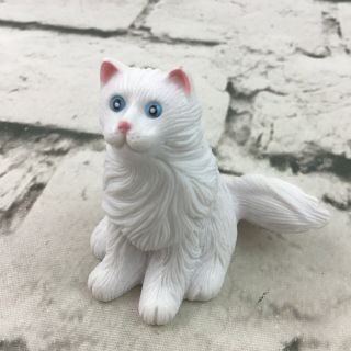 2” Dollhouse Pet White Long Hair Kitty Cat Pvc Figure Mini Animal Toy