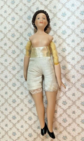 Vintage Dollhouse Porcelain Doll Undressed Miniature 1:12 Black Heels