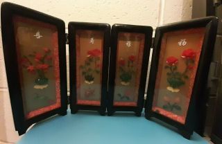 Vintage Chinese Miniature Folding Screen For Doll House