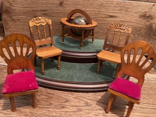 Dolls House Vintage Chairs Bundle And A Globe That Needs Tlc - 12th Scale Size