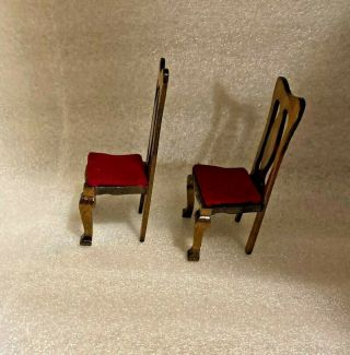 Doll House Furniture Two Side High Back Chairs w/Velvet Seat Cushions 3 3/4 