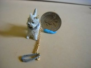 Dollhouse Miniature Resin Dog On A Leach 1:12 Scale