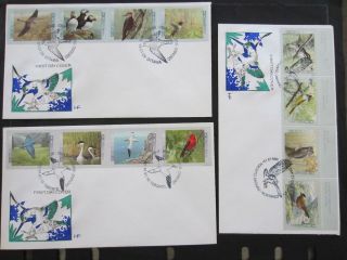 Canada 6 First Day Cover 1996 - 2001 - Birds,  Strips Of 4,  Hf Cachet [ 211