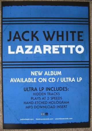 JACK WHITE Lazaretto POSTER 2 - Sided 12 x 17 1/2 2
