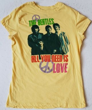 The Beatles All You Need Is Love Junior Size Xl Yellow T - Shirt