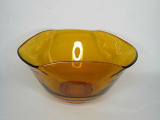 Anchor Hocking Depression Glass Vintage Fruit Bowl 3 Sides Amber Glass 9.  5 "