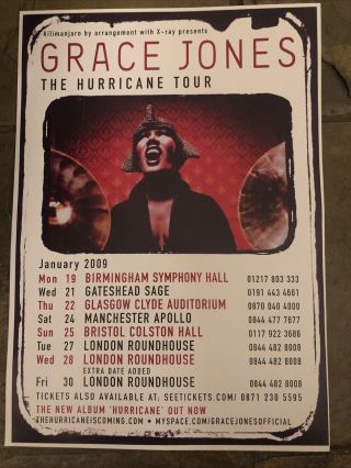 Grace Jones - Concert/gig Poster,  Uk Hurricane Tour 2009