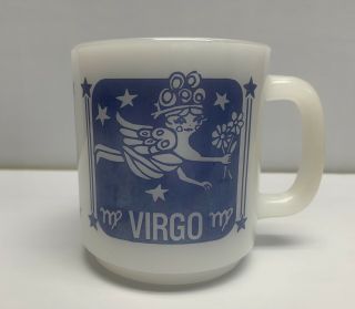 Vintage Virgo Coffee Mug Zodiac Sign Cup Milk Glass 8 Ounce