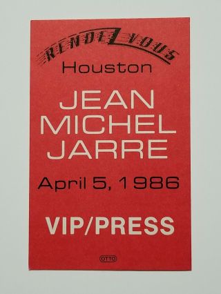 Vintage Jean Michel Jarre Rendezvous Houston 1986 Vip Press Backstage Pass Card