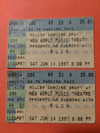Rush (2) 1997 Test For Echo Ticket Stubs 6/14/1997 (tinley Park,  Il)