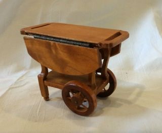 Wooden Dollhouse Miniature Wood Tea Cart 1:12