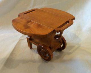Wooden Dollhouse Miniature Wood Tea Cart 1:12 2
