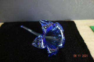 Vintage Hand Blown Cobalt Blue Glass Flower Shaped Single Bud Vase Taiwan