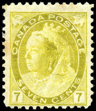 Canada 81 F Og Nh 1902 Queen Victoria 7c Olive Yellow Numeral Cv$160.  00