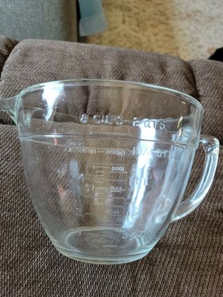 8 Cup Clear Glass Measuring Cup 2 Quarts Huge Anchor Hocking Fire King