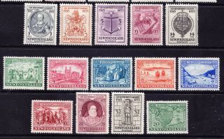 Newfoundland 1933 Sg236/49 (14) 7c P14,  £3 24c Shield R,  £25 32c P14,  £2 Cat£148