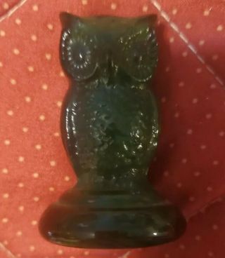 Boyd Glass Dark Green Small Owl Figurine