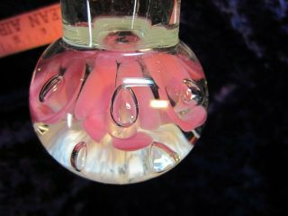 Signed JOE St CLAIR Pink Bubble Flower Art Glass Vase Candle Holder Paperweight 3