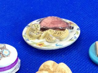 Vintage Dolls House Miniature Food Items - Bread - Cake - Sandwiches - 1/12th