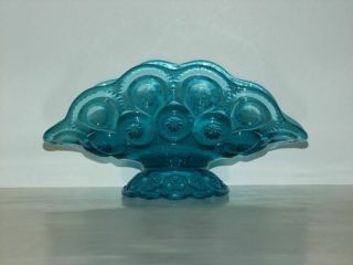 Moon And Star Glass - L.  E.  Smith 5202 9 " Footed Banana Boat - Colonial Blue