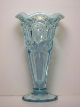Moon And Star Glass - L.  E.  Smith 6 " Flared Bud Vase - Opalescent Electric Blue