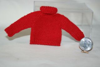 Miniature Dollhouse Hand Knit Red Soft Turtle Neck Sweater Artisan 1:12 Nr