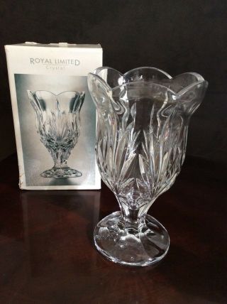 Flower Vase In Tulip By Royal Limited Crystal