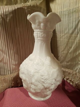 Imperial Glass Paneled Grape Milk Glass Fluted Vase