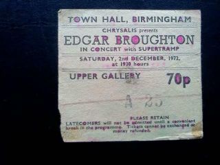 Edgar Broughton Band / Supertramp Birmingham Town Hall 02/12/72