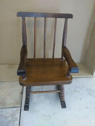 Vintage Msr Imports Doll Wooden Rocking Chair 8 "