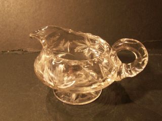 Crystal - Milk/creamer/small Pitcher - Cut And Etched - 3” Tall