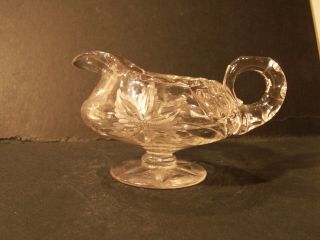 Crystal - Milk/Creamer/Small Pitcher - Cut and Etched - 3” Tall 2