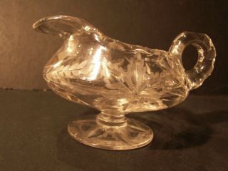 Crystal - Milk/Creamer/Small Pitcher - Cut and Etched - 3” Tall 3
