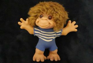 Thomas Dam Danmark Monkey Boy Troll Figure Doll In Blue And White Striped Outfit