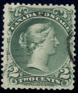 Canada 1868 Scott 24 Green 2 Cent Large Queen,  F/vf,  Cds,  Beauty,  Cat $100