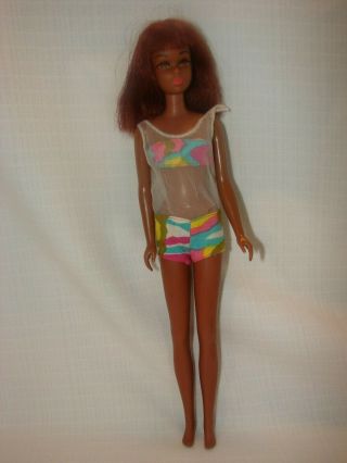 Vintage Black Francie Barbie Doll In Swim Suit 1966 Mattel Japan