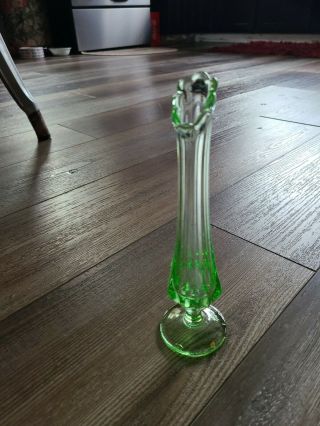 Depression Glass Small Green 8 - 1/2 " Bud Vase