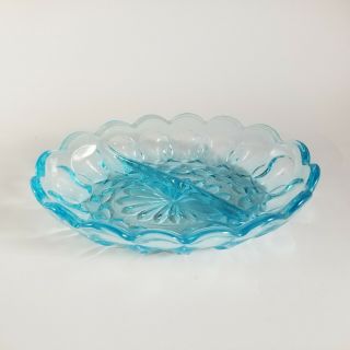 Indiana Aqua Blue Thumb Print Oval Divided Trinket Candy Dish Depression Glass