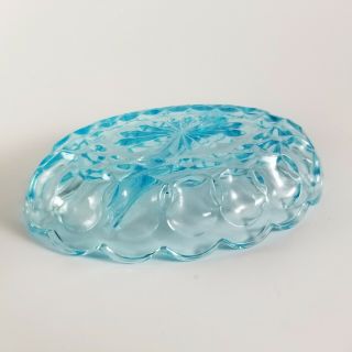 Indiana Aqua Blue Thumb Print Oval Divided Trinket Candy Dish Depression Glass 3