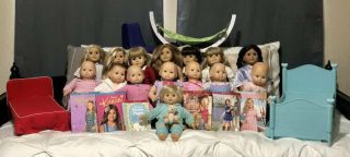15 Pleasant Co American Girl & Bitty Baby Dolls Bear Books Beds Chair Hammock